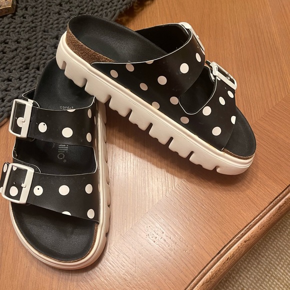 PAPILLO BY BIRKENSTOCK BLKWHITE POKA DOT ARIZONA SZ38 - Picture 2 of 6